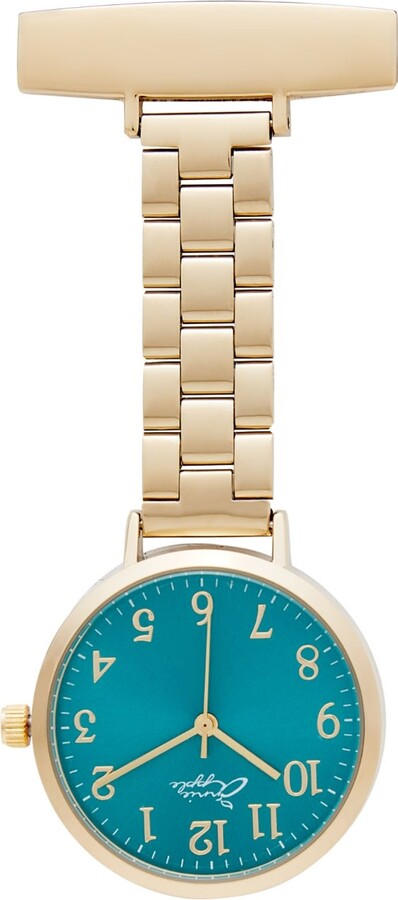 Bermuda Watch Company Gold / Green Annie Apple Meraki Teal Green Gold Link Nurse Fob Watch