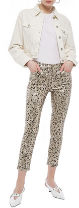 J Brand Cropped Metallic Coated Leopard-print Mid-rise Skinny Jeans