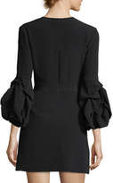 Thumbnail for your product : Alexis Fia Plunging Gathered-Sleeve Crepe Mini Dress