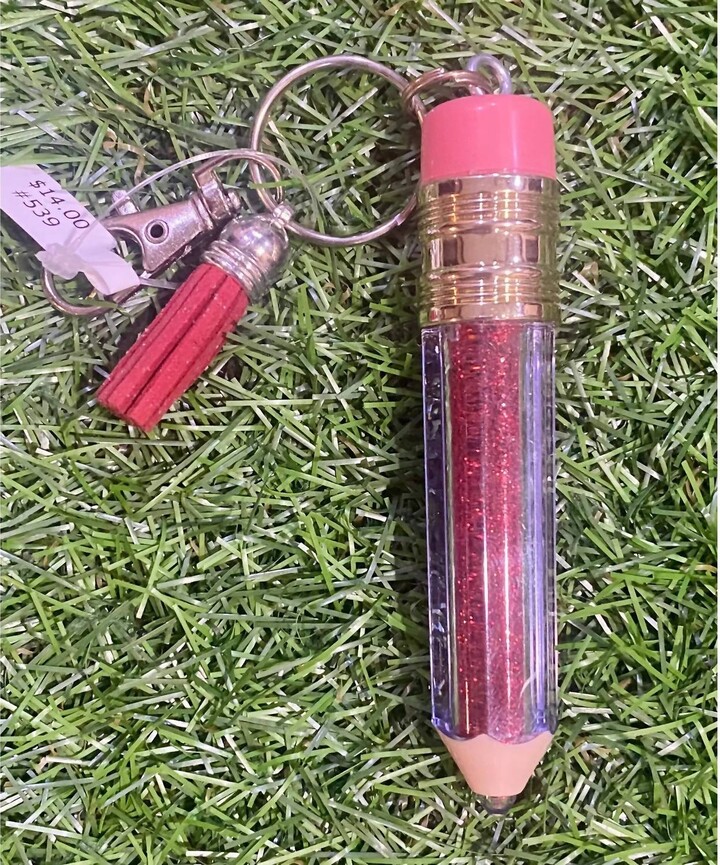 Sophiacollection Floating Glitter Pencil Keychain In Red