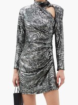 Thumbnail for your product : Dundas High-neck Cutout Sequinned Mini Dress - Silver