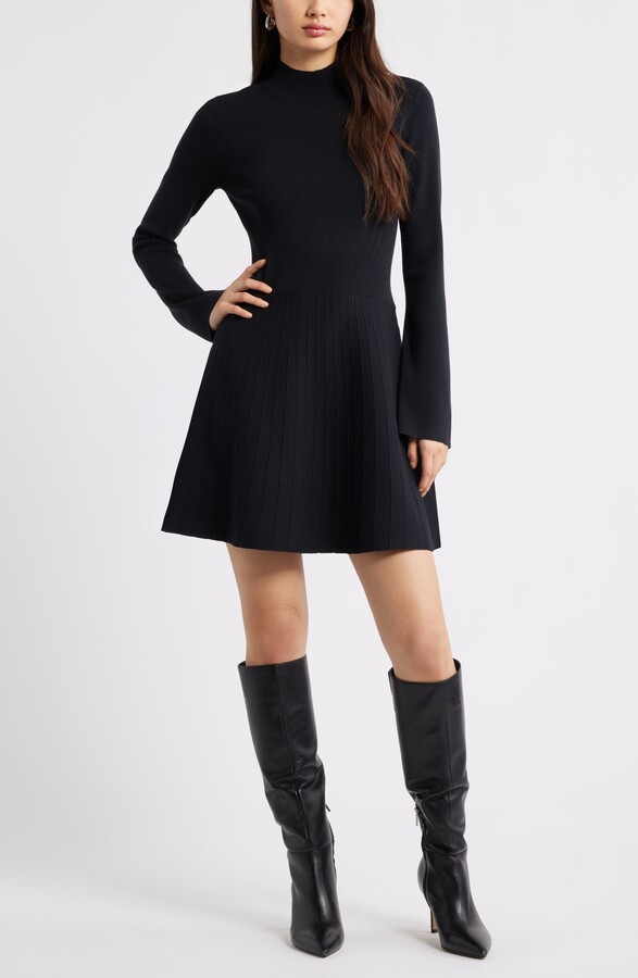 Open Edit Mock Neck Long Sleeve Sweater Dress