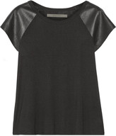Thumbnail for your product : Enza Costa Leather-paneled  jersey T-shirt