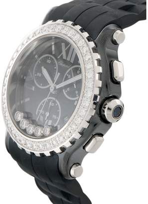 Chopard Happy Sport Black Dial Chronograph Ceramic and White Gold Womens Watch