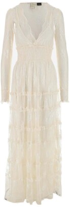 Pinko Floral Embroidered Tulle Maxi Dress
