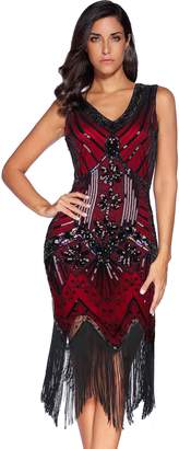 Meilun 1920s Sequined Inspired Beaded Gatsby Flapper Evening Dress Prom (L, )