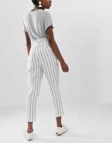 Thumbnail for your product : ASOS DESIGN Petite linen tie waist tapered peg trousers