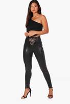 Thumbnail for your product : boohoo Leather Look Skinny Trousers