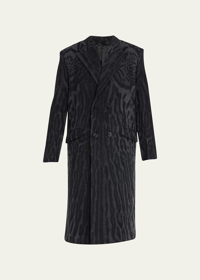 Givenchy Men's Leopard DoubleBreasted Overcoat ShopStyle Raincoats
