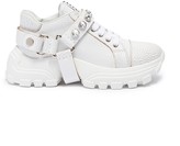 Thumbnail for your product : Miu Miu Glass crystal strap crackle leather chunky sneakers