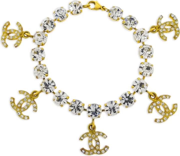 Chanel Pre Owned 1995 CC rhinestone-embellished bracelet
