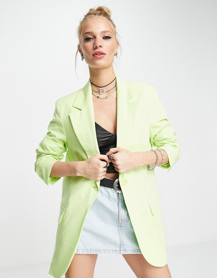 Bershka oversized blazer in lime - ShopStyle