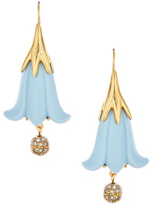 Oscar de la Renta Resin Flower & Crystal Ball Drop Earrings
