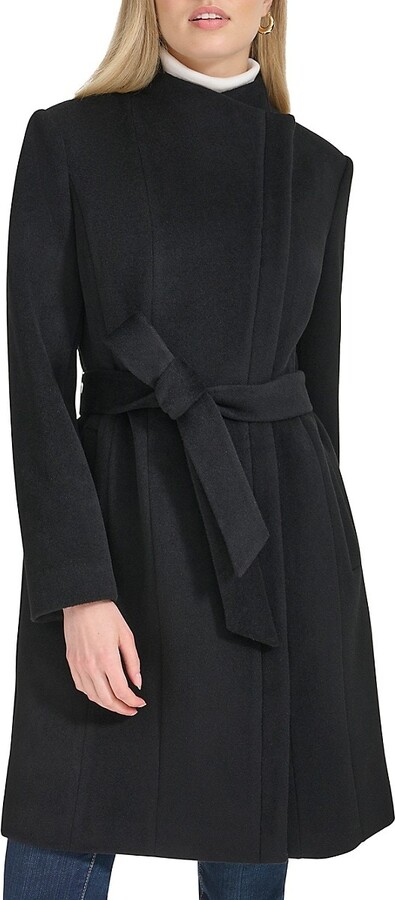 Cole Haan Double Breast Wool Blend Coat