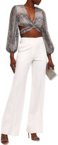 Thumbnail for your product : Zimmermann Cropped Cutout Twisted Pleated Floral-print Organza Blouse