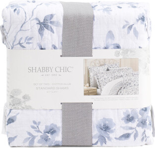 TJMAXX 2Pk Asher Floral Slub With Raw Edge Ruffle Shams, Cotton/Polyester