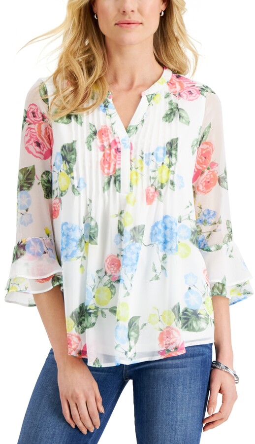 Charter Club Petite Floral-Print Top, Created for Macy's - ShopStyle