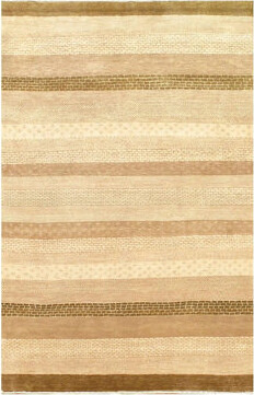 Isabelline Aleinah Striped Handmade Rectangle 4' x 6' Cotton/Wool Area Rug in Beige/Brown