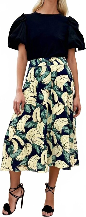 Eva Franco Melanie Midi Skirt In Navy