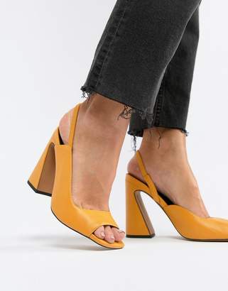 ASOS DESIGN Hinton Premium Leather Block Heeled Sandals