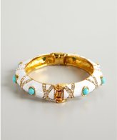 Thumbnail for your product : Kenneth Jay Lane White Enamel Turquoise And Crystal Bangle