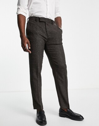 ASOS DESIGN super skinny suit pants in plaid wool mix in khaki