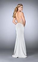 Thumbnail for your product : La Femme Sleeveless High Neck Beaded Side Cutout Jersey Dress 23718