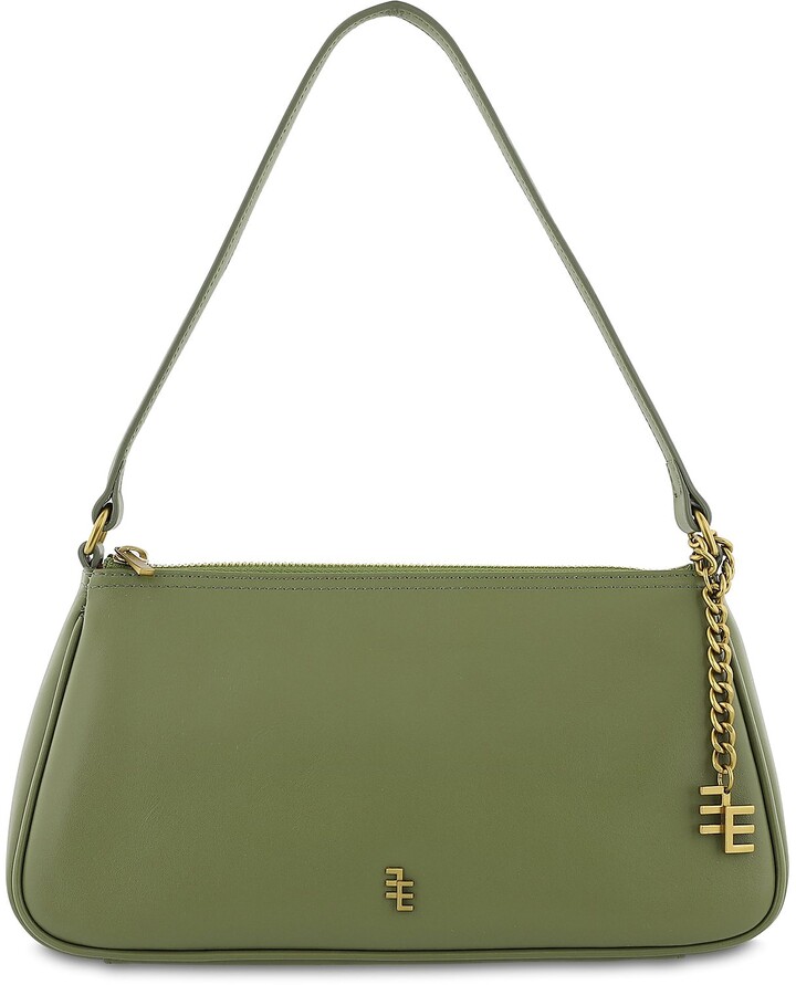Enamoure Olive Green Leather Shoulder Bag ShopStyle