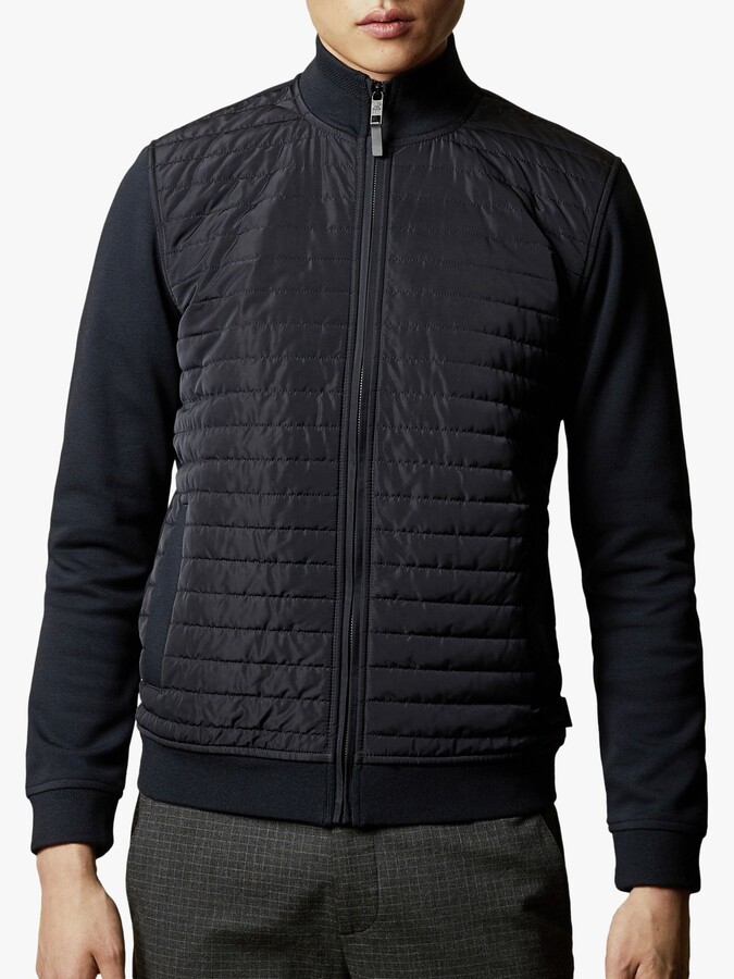 quilted funnel neck jacket