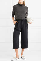 Thumbnail for your product : Vince Cropped Pinstriped Twill Wide-leg Pants - Navy