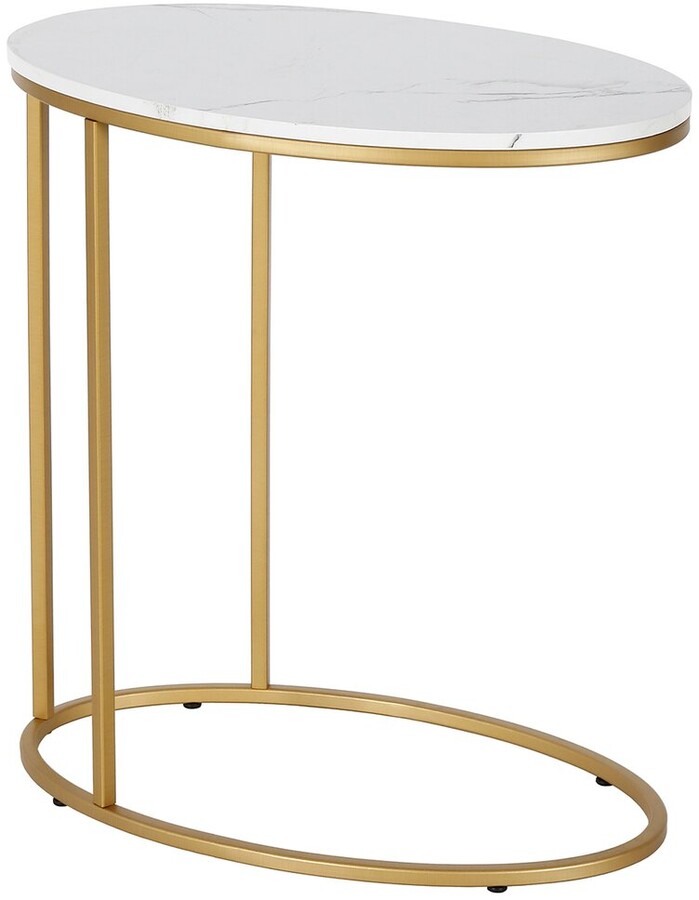 Abraham + Ivy Enzo Brass Side Table With Faux Marble Top ShopStyle