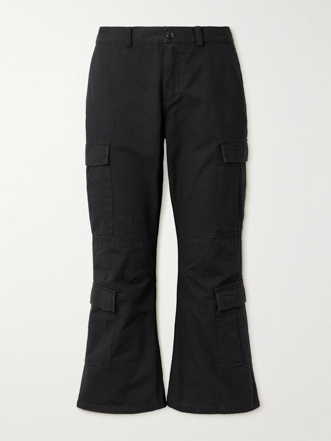 Balenciaga - Cropped Paneled Cotton-ripstop Flared Cargo Pants - Black