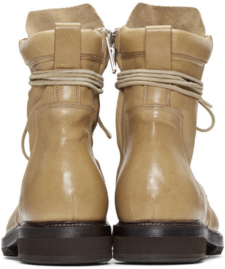 Rick Owens Camel Leather Army Boots