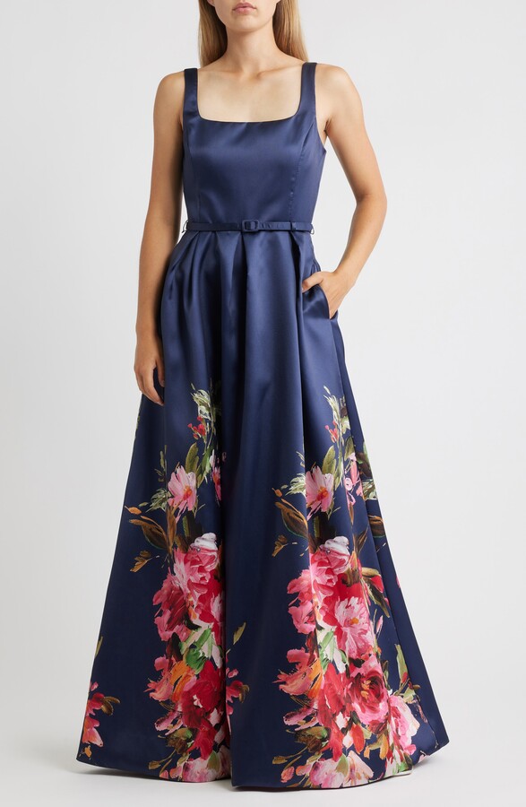 Julia Jordan Belted Mikado Ballgown