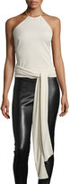 Thumbnail for your product : Halston Halter Top with Sash, Dark Bone