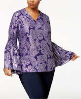 Thumbnail for your product : MICHAEL Michael Kors Size Samara Printed Bell-Sleeve Blouse