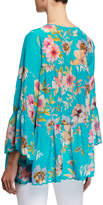 Thumbnail for your product : Johnny Was Plus Size Fyson Floral-Print Scoop-Neck Flared-Sleeve Blouse