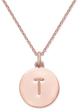 Kate Spade Rose Gold-Tone Initial Disc Pendant Necklace, 18" + 2 1/2" Extender