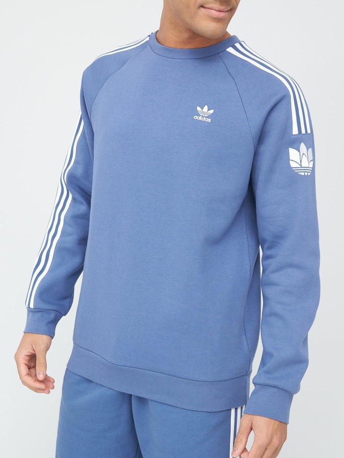 adidas 3D Trefoil Stripe Crew Sweatshirt - Blue - ShopStyle Jumpers &  Hoodies