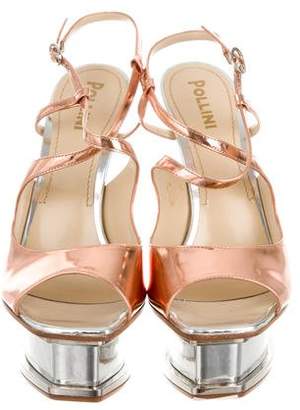 Pollini Copper-Tone Platform Sandals