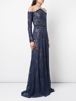 Thumbnail for your product : Tadashi Shoji Tulle-Panelled Lace Gown