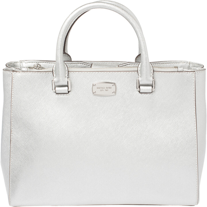 metallic silver michael kors purse