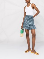 Thumbnail for your product : Sandro Ruffled High-Waist Denim Skirt