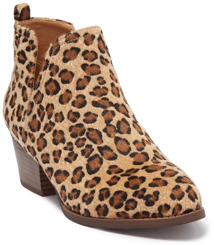 low heel leopard booties