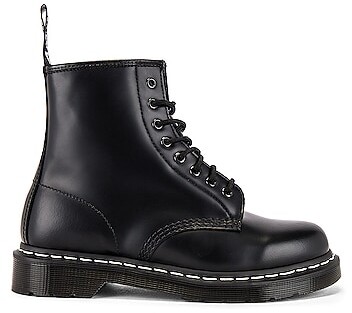 Dr. Martens 1460 White Stitch Boot in Black - ShopStyle