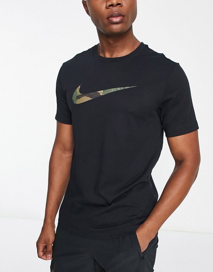 Nike Training Glitch Camo Dri-FIT Swoosh infill t-shirt in black - ShopStyle