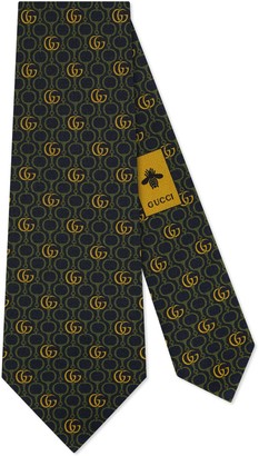 Gucci Double G Horsebit chain silk tie