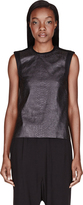 Thumbnail for your product : Helmut Lang Black Reptile Leather-Paneled Angled-Hem Motion Tank