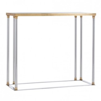 The Well Appointed House Arteriors Windsor Smith Pax Console Table with Etched Polished Brass Details & Polished Nickel Frame