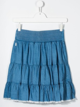 Chloé Children TEEN tiered denim skirt